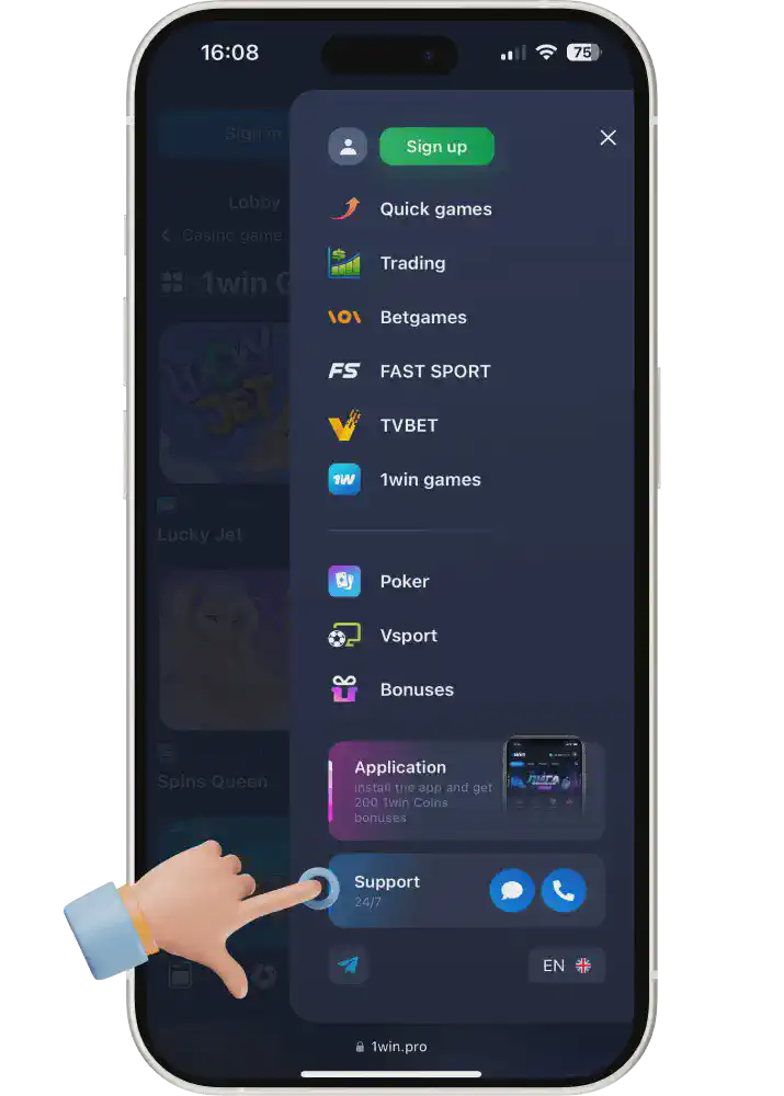 1win app support