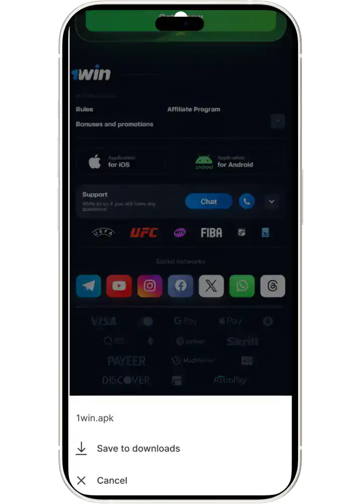 Get 1win app for Android