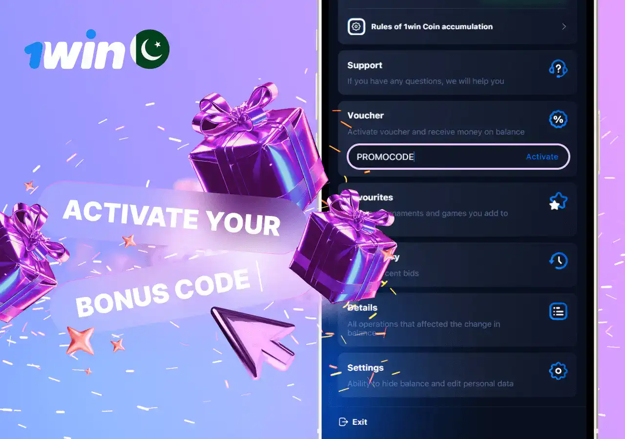 Using bonus codes on 1win website