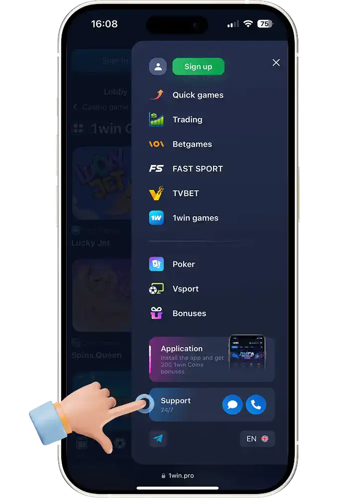 1win customer care number